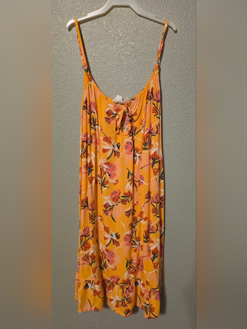 Roxy Yellow Floral Dress with Pink Accents